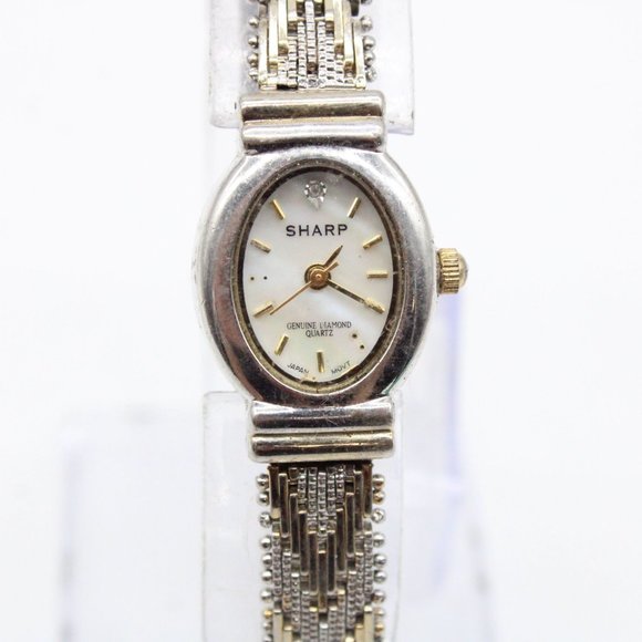 Vintage Sharp Watch Womens Silver Tone Stainless Steel White Classic Dial - Picture 2 of 9